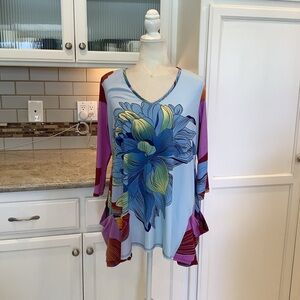 Mesmerize Floral Pullover Top Size Large Lagenlook